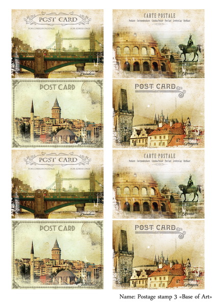 Декупажная карта Почтовые открытки Base of Art